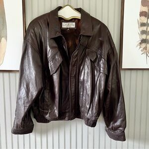 Collezioni Vintage Leather Dark Brown Mens Bomber Aviator Jacket